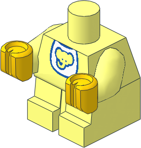 Minifig Baby Body with Yellow Hands and Bib with Elephant Pattern