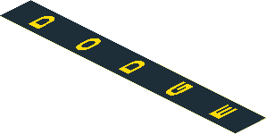 Sticker  0.8 x  5.7 with Vertical Yellow "DODGE"