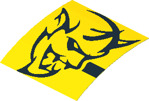 Sticker  1.9 x  1.9 with Dodge Demon Logo Right (Formed)