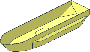 Boat Hull Floating 51 x 12 with Side Bulges