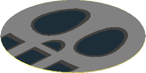 Sticker  1.8 x  1.8 Round with Black Outlined Eyes and Teeth on Metallic Silver Background