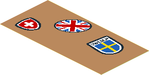 Sticker  1.8 x  3.8 with Switzerland, Sweden and UK Stickers on Medium Nougat