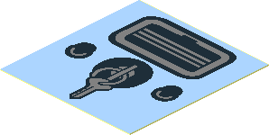 Sticker  1.9 x  1.8 with Ignition Key, Switches and Ashtray on Bright Light Blue