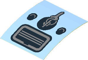 Sticker  1.9 x  1.8 with Ignition Key, Switches and Ashtray on Bright Light Blue (Formed)