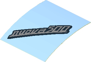 Sticker  1.9 x  1.8 with "nuova 500" Emblem on Bright Light Blue (Formed)