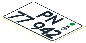 Sticker  1.8 x  2.8 with "PN 77 942" Licence Plate