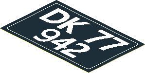 Sticker  1.8 x  2.8 with "DK 77 942" Licence Plate