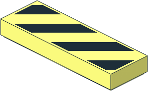 Tile  1 x  3 with Black Danger Stripes Pattern