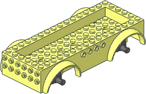 Car Base  6 x 16 x  2.333 with  4 x 14 Recessed Centre with Mudguards and Dark Bluish Grey Fixed Axle Blocks Pattern