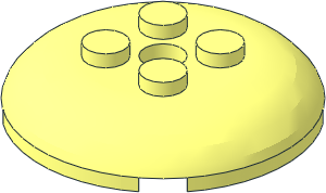 Brick  4 x  4 x  0.667  with Rounded Top and Four Top Studs