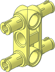 Technic Cross Block 1 x 3 (Pin/Pin/Pin) with 4 Pins Rectangular Centre Hole