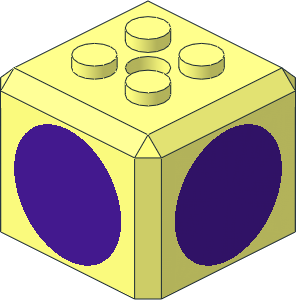 Plate  2 x  2 with Truncated Cube Extension with Medium Lilac Circle on 4 Sides Pattern