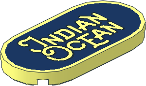 Tile  2 x  4 with Rounded Ends with "Indian Ocean" on Dark Blue Background Pattern