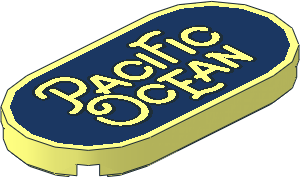 Tile  2 x  4 with Rounded Ends with "Pacific Ocean" on Dark Blue Background Pattern