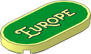 Tile  2 x  4 with Rounded Ends with "Europe" on Green Background Pattern