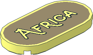 Tile  2 x  4 with Rounded Ends with "Africa" on Dark Tan Background Pattern