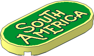 Tile  2 x  4 with Rounded Ends with "South America" on Green Background Pattern