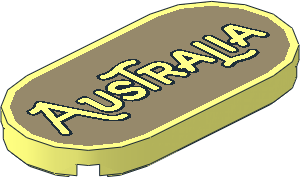 Tile  2 x  4 with Rounded Ends with "Australia" on Dark Tan Background Pattern