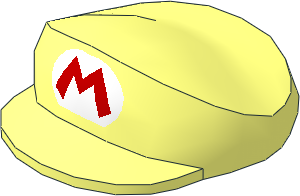 Figure Cap on Brick  2 x  2 with Flat Bill with Super Mario "M" in Oval Pattern