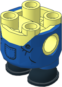 Figure Lower Body  2 x  2 x  1.667 with Blue Overall and Black Pocket, Button and Dark Blue Stiching Pattern