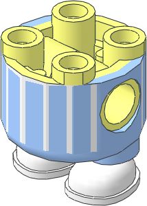 Figure Lower Body  2 x  2 x  1.667 with Bright Light Blue Overall with White Stripes Pattern