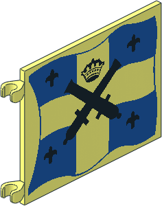 Flag  6 x  4 with Crossed Cannons over Blue Crossed Flag Pattern