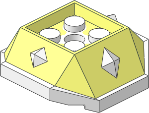 Shell  4 x  4 x  1.333 with Spikes with  2 x  2 Recess with White Base Pattern