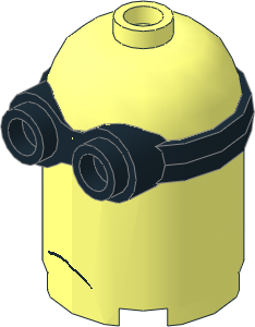 Minifig Head Minion  2 x  2 x  2.333 with Black Goggles and Frown Pattern