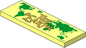 Tile  2 x  6 with World Map and "The Earth" Pattern
