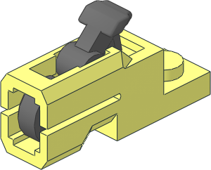 Plate  1 x  2 with Mini Shooting Blaster Type 2 with Dark Bluish Grey Trigger and Round Tile