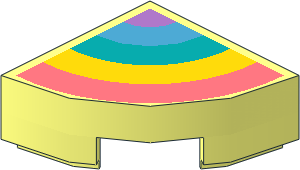 Tile  1 x  1 Corner Round with Rainbow Stripes Pattern