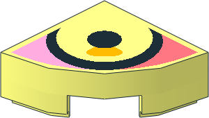 Tile  1 x  1 Corner Round with Large Eye on Coral and Bright Pink Background Pattern