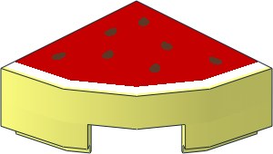 Tile  1 x  1 Corner Round with Red Watermelon Pattern