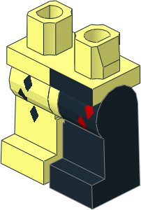 Minifig Hips and Legs with  3 Black and  2 Red Diamonds Pattern
