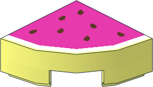 Tile  1 x  1 Corner Round with Dark Pink Watermelon Pattern