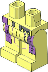 Minifig Hips and Legs with SW Medium Lavender Cloth and Metallic Silver Beads Pattern