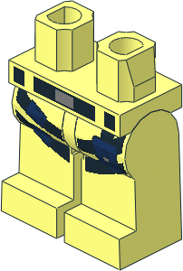 Minifig Hips and Legs with Black Belt, Metallic Silver Buckle, Black Straps, Dark Blue Clips and Pouch Pattern