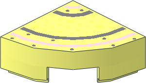 Tile  1 x  1 Corner Round with Rings and Asteroid Field Pattern