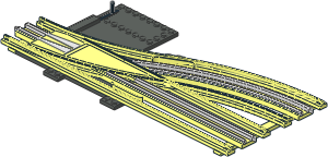 ~Train Track 12V Slotted Point Left Base (Branching)