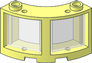 Window Round Corner  3 x  3 x  2 with Two Trans Clear Glasses