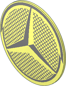 Minifig Shield Round Bowed with Mercedes-Benz Logo over Grid Pattern