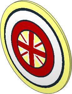 Minifig Shield Round Bowed with Red and White Concentric Rings and British Union Jack Pattern
