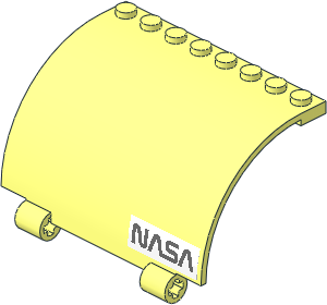 Panel  5 x  8 x  3.667 Curved with Two Axleholes with Chrome Stickers and "NASA" Sticker on Right