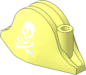 Minifig Hat Bicorne with Small Rounded Skull and Crossbones Pattern