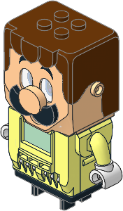 Electric Hub Luigi with Reddish Brown Hair, Light Nougat Face and Black Moustache Pattern