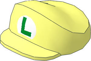 Figure Cap on Brick  2 x  2 with Arched Bill with Luigi "L" in Oval Pattern