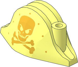 Minifig Hat Bicorne with Metallic Gold Skull and Crossbones and Dots Pattern