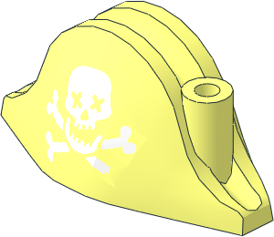 Minifig Hat Bicorne with White Slanted Skull with X Eyes and Crossbones Pattern