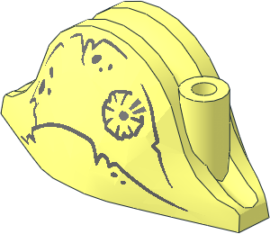 Minifig Hat Bicorne with Dark Bluish Grey Tattered Lines and Spots and Metallic Silver Emblem Pattern