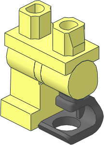 Minifig Hips and Legs with Spring Prosthetic Leg Left with Dark Bluish Grey Foot Pattern